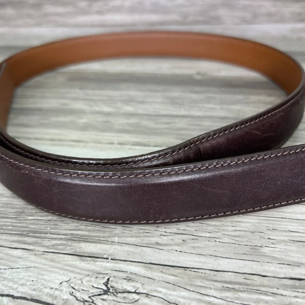 LL Bean Belt Brown 40 Mens 4037 Full Grain Leather Brass Buckle USA #212490